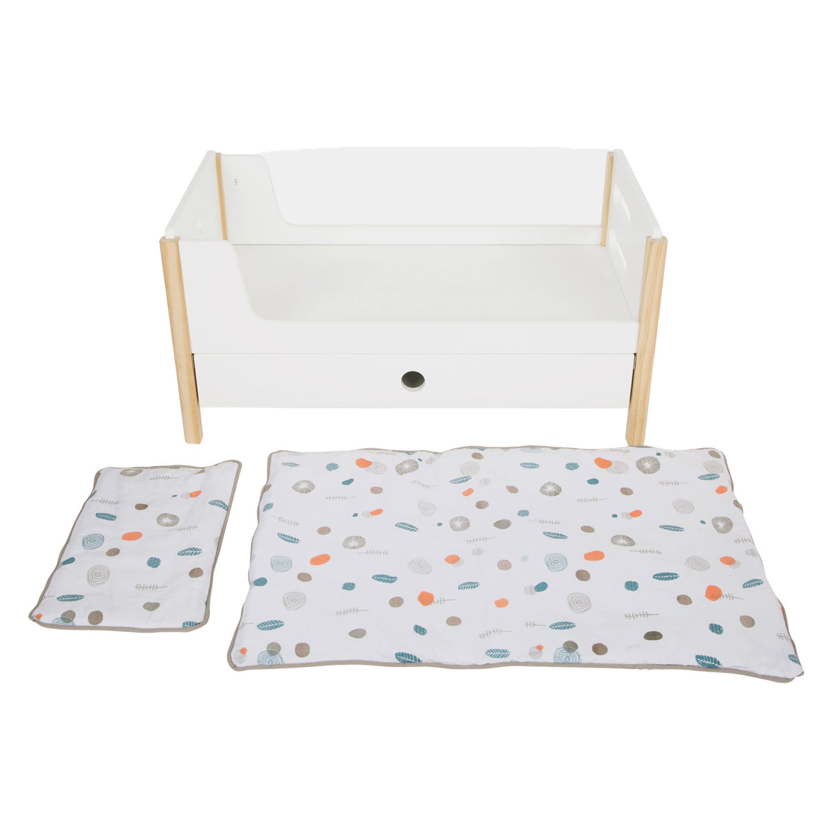 Kleine Fuß Holzpuppe Hochbett Little Knopf mit Bettwäsche, 6dlg.