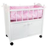 Small foot wooden doll bed with chest of drawers