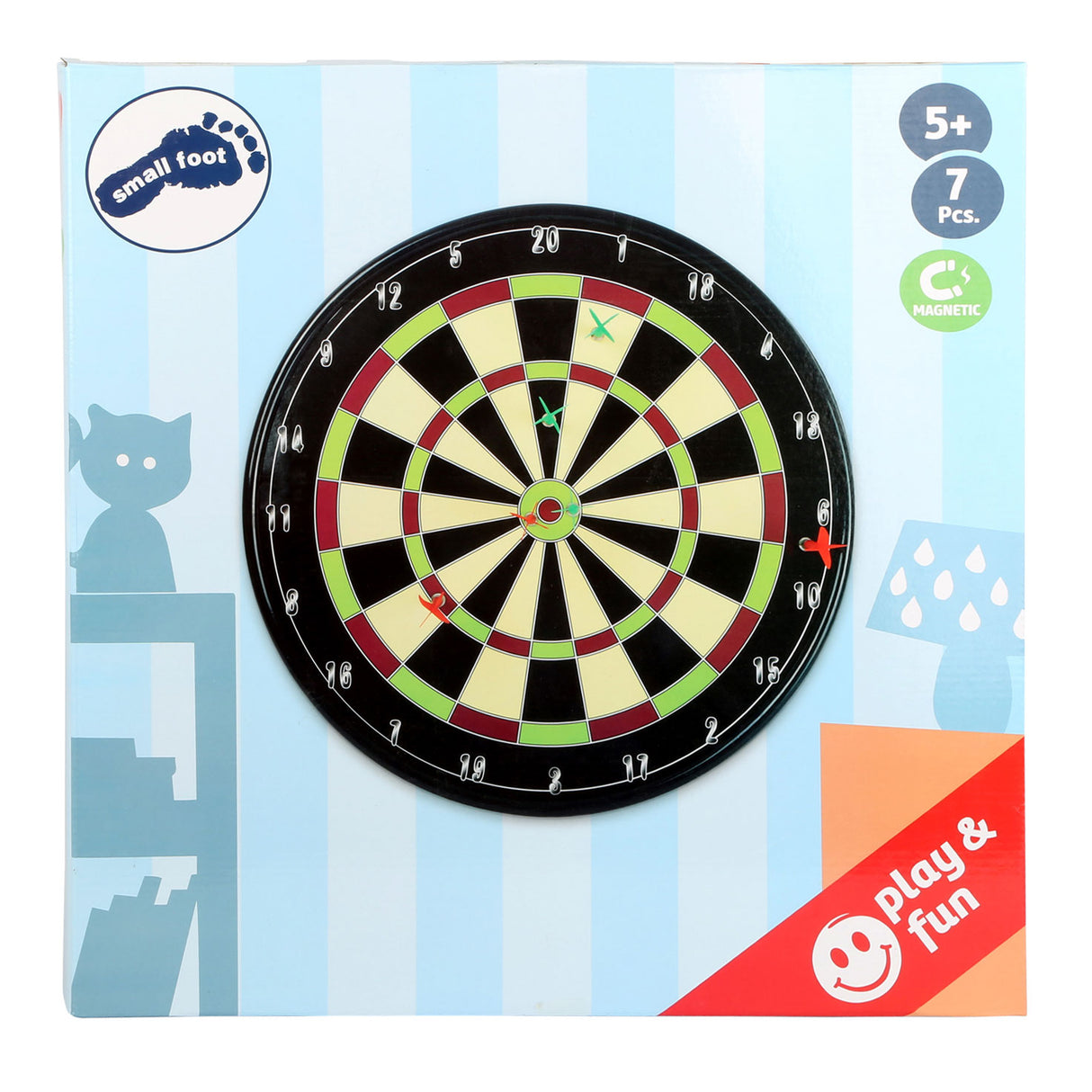 Small foot magnetic dartboard with arrows, 7dlg.