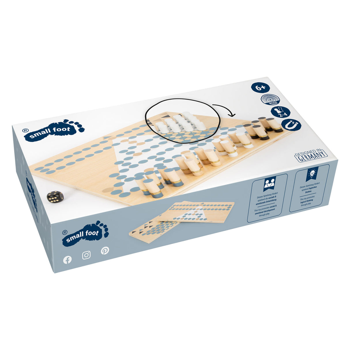 Small Foot - Barrikade und Halma Holzbrettspiel 2in1