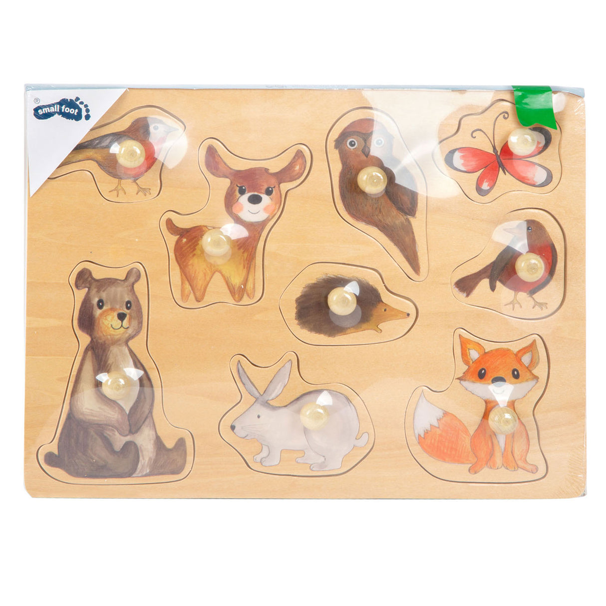 Small foot wooden bubble puzzle forest animals, 9st.