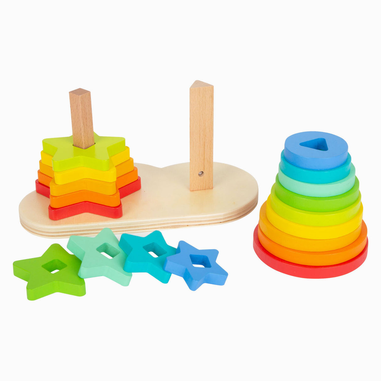 Small Foot - Holz-Stapelturm Regenbogenkreis und Stern, 19-tlg.