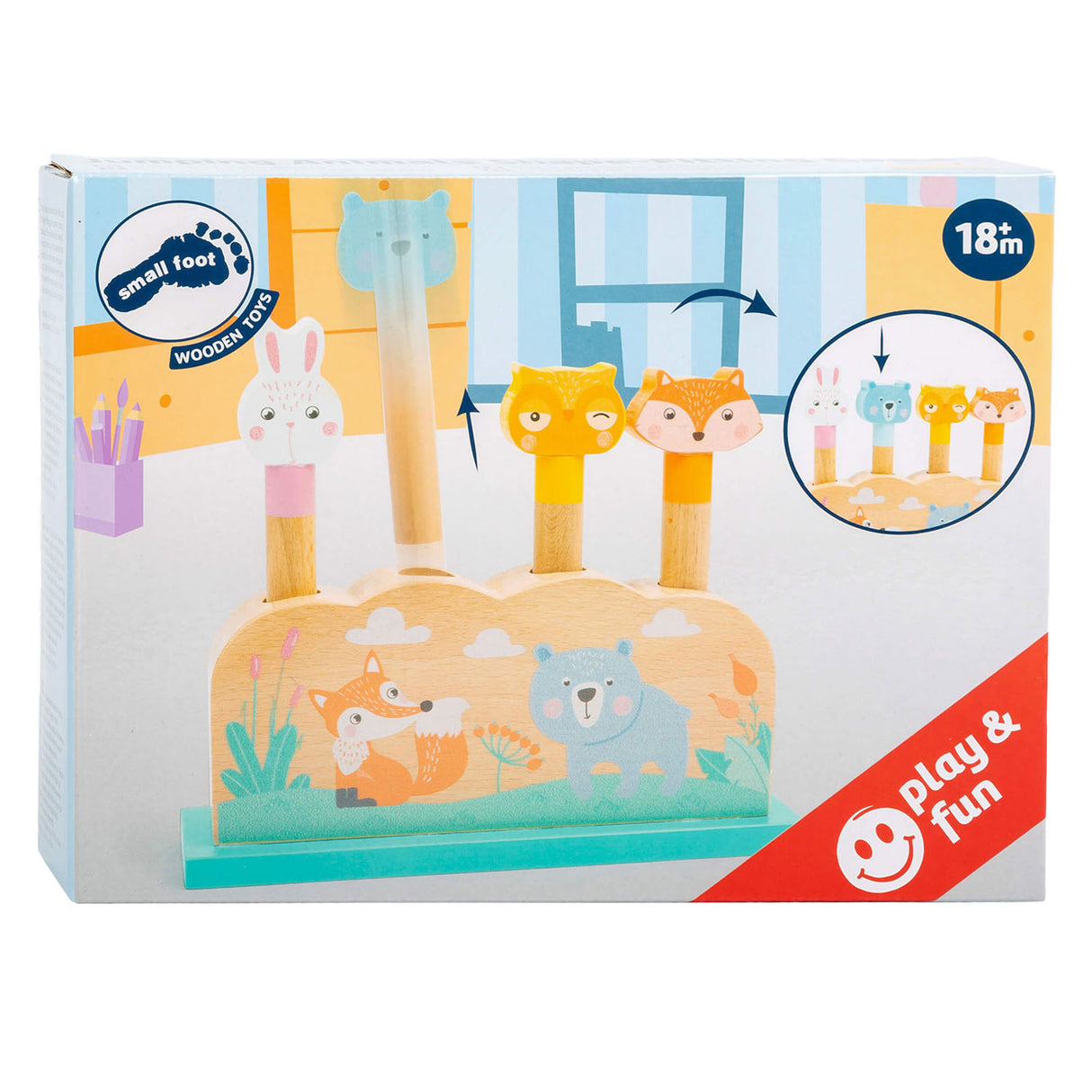 Small Foot - Motorik-Formen-Steckspiel Waldtiere aus Holz, 5-teilig.