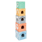 Kleiner Fußstapel -Turm mit Waldtieren Pastell, 10dlg.