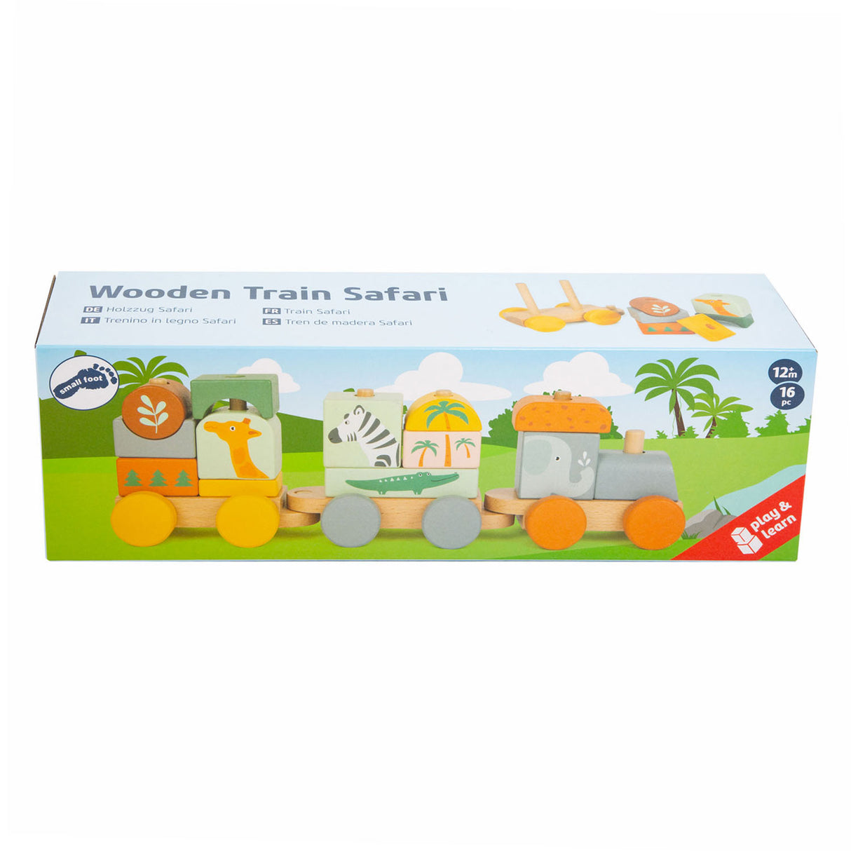 Small Foot - Holz-Stapelbausteine ​​Zug-Safari, 16-teilig.