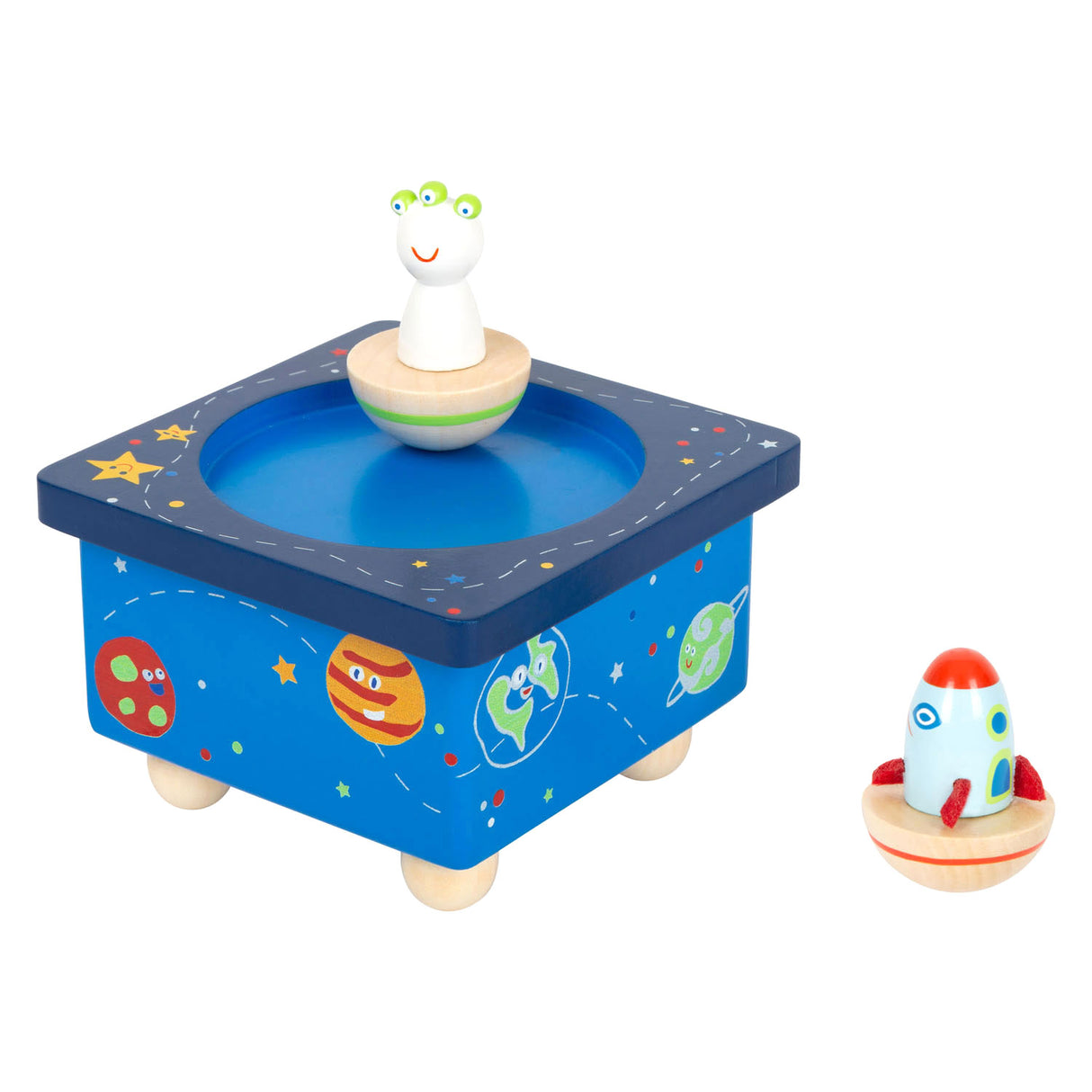 Small foot wooden music box space travel