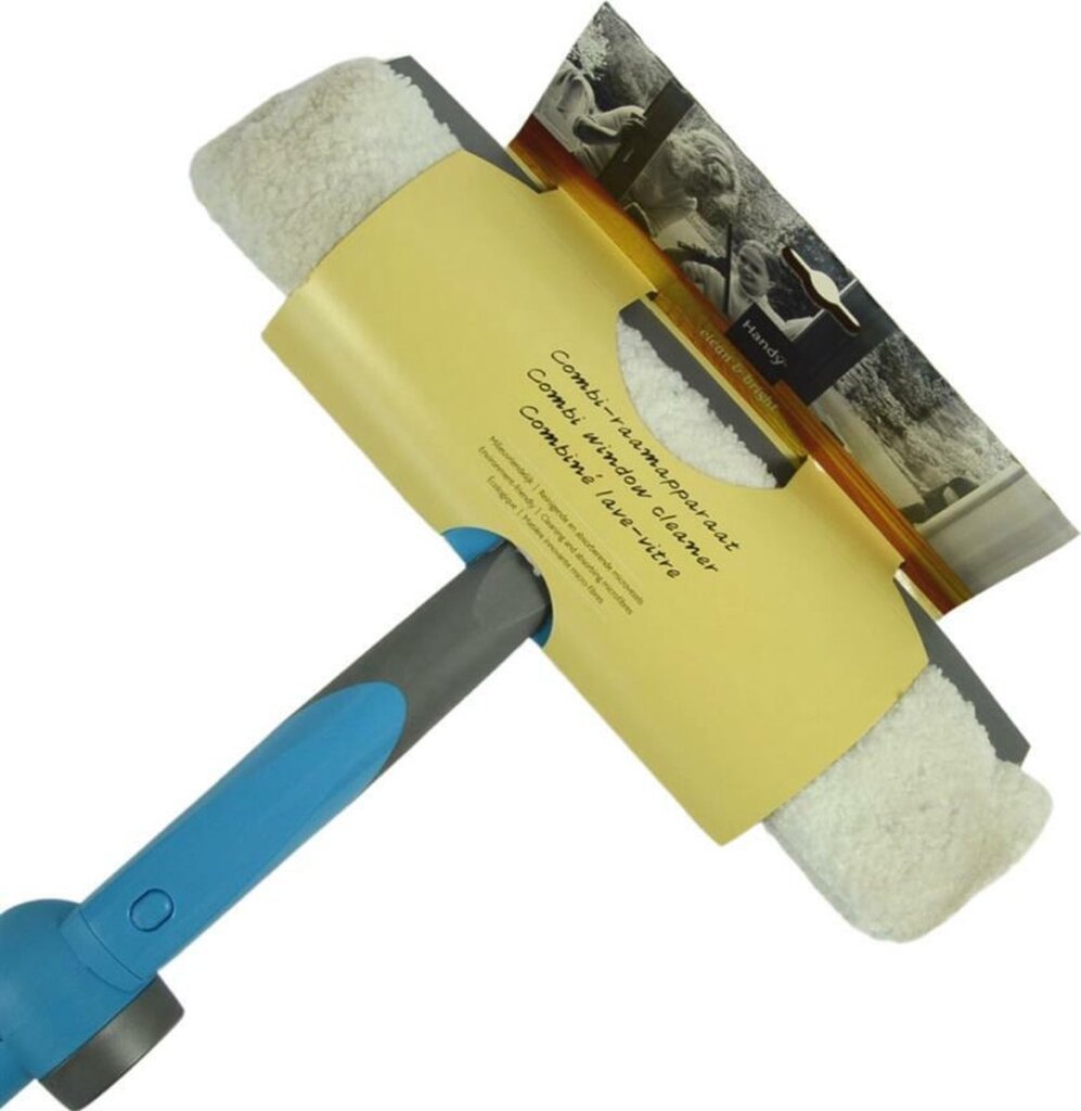 Handlicher Fensterwischer mit Teleskoparm 150 cm blaugrau