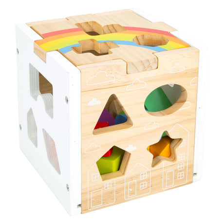 Kleiner Fuß - Holz-Formsortierwürfel Regenbogen,