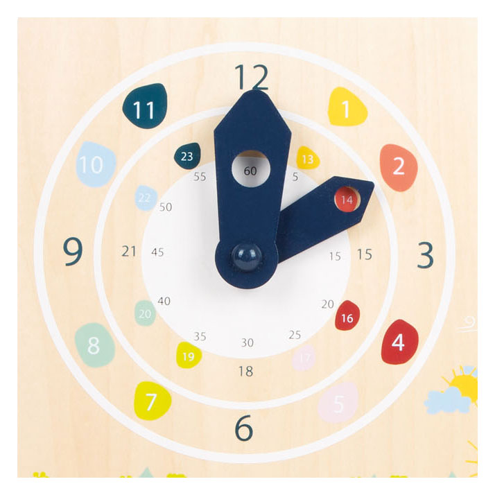 Small foot wooden calendar clock seasons (German)