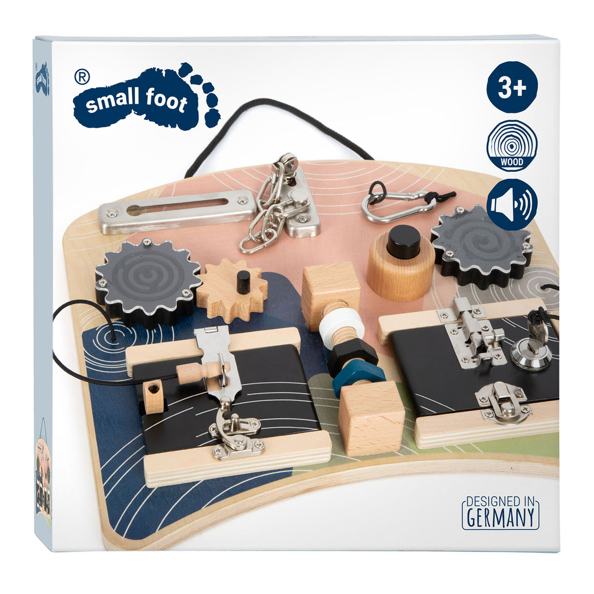 Small Foot wooden activity board Rotation and locks