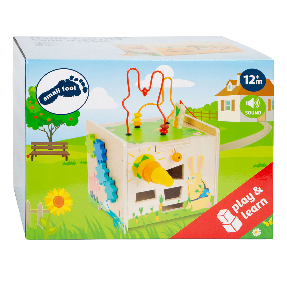 Small Foot - Aktivitätswürfel aus Holz und Motorikspirale Hase