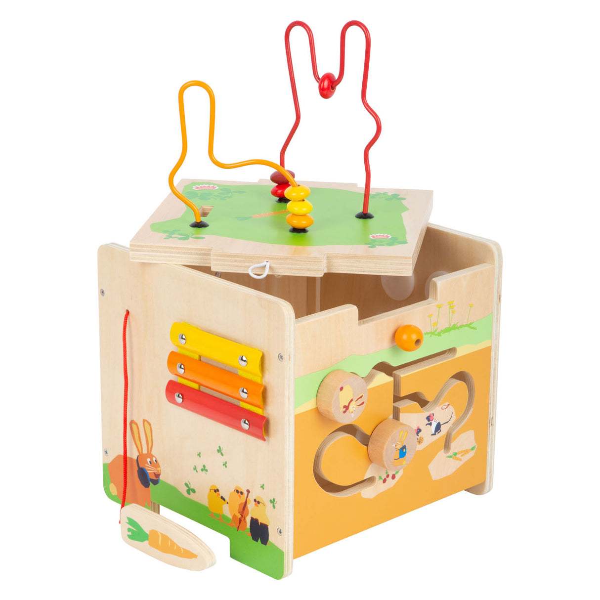 Small Foot - Aktivitätswürfel aus Holz und Motorikspirale Hase