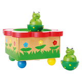 Small foot wooden music box frog