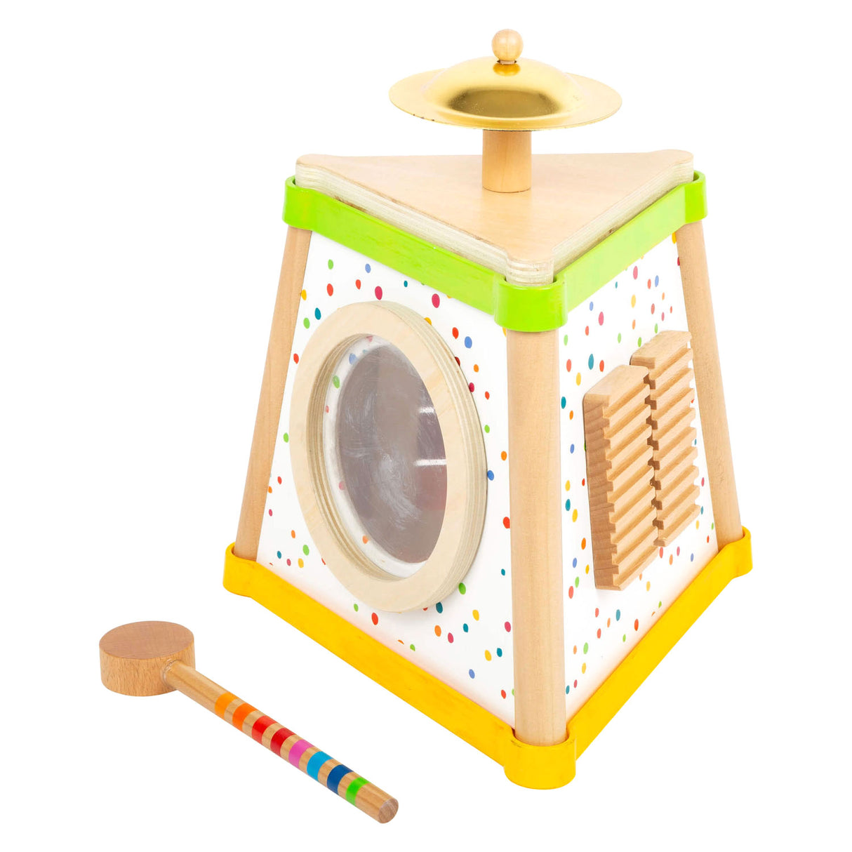 Small foot wooden music three -corner with dots