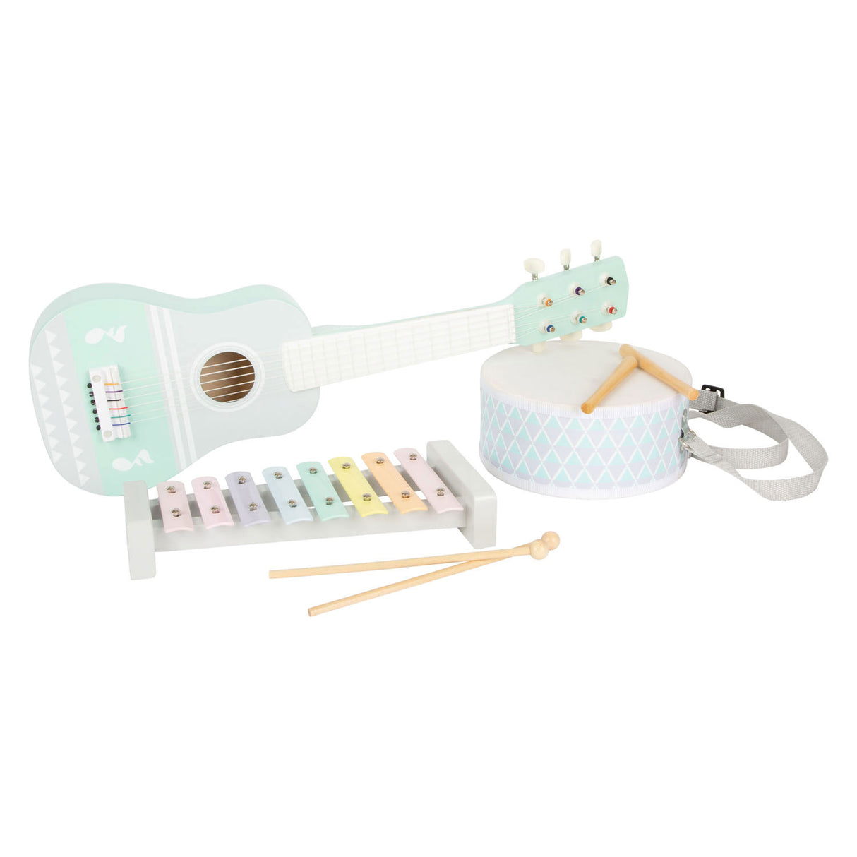 Small Foot - Musikinstrumentenset aus Holz Pastell, 7-teilig,