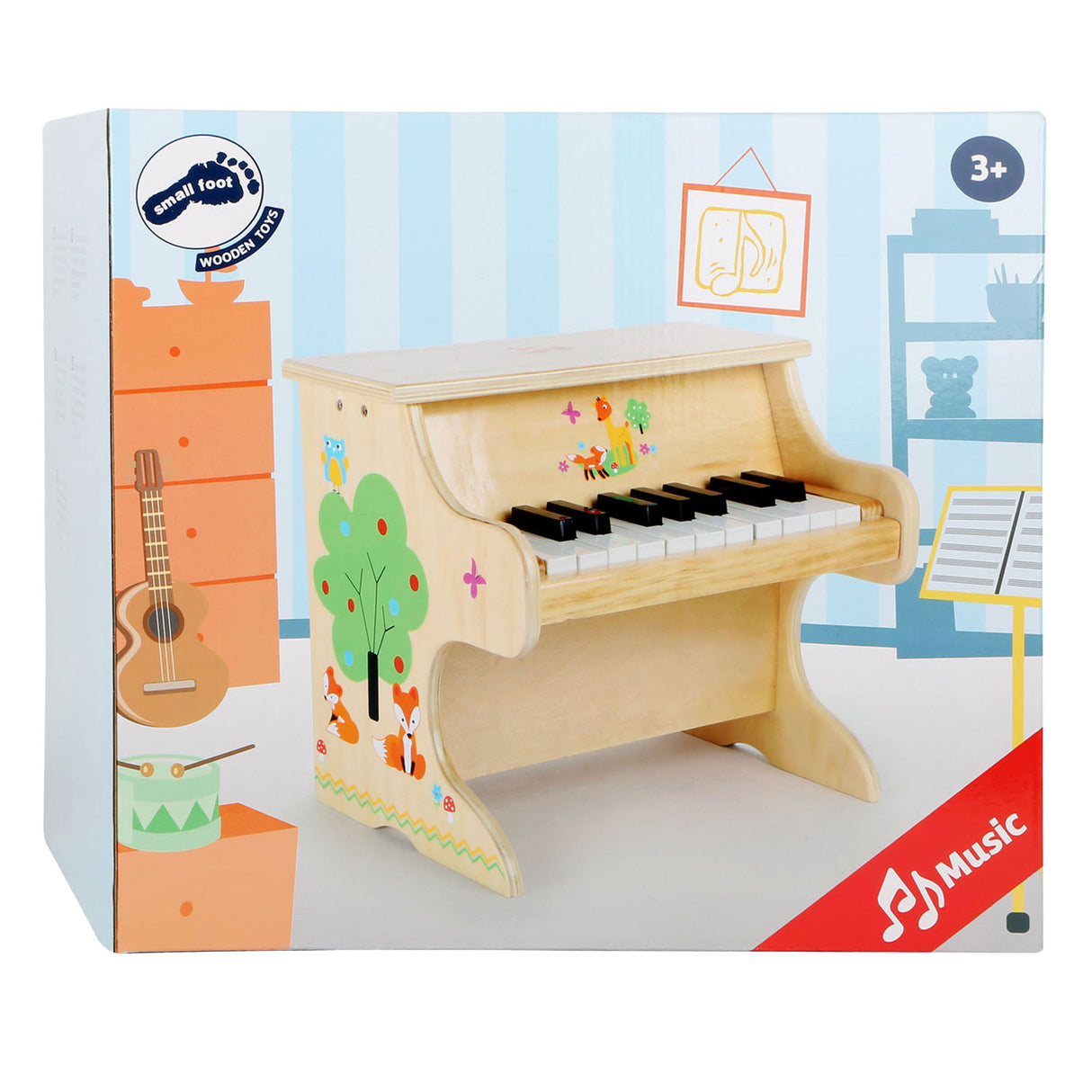 Piano de madera de pie pequeño zorro pequeño