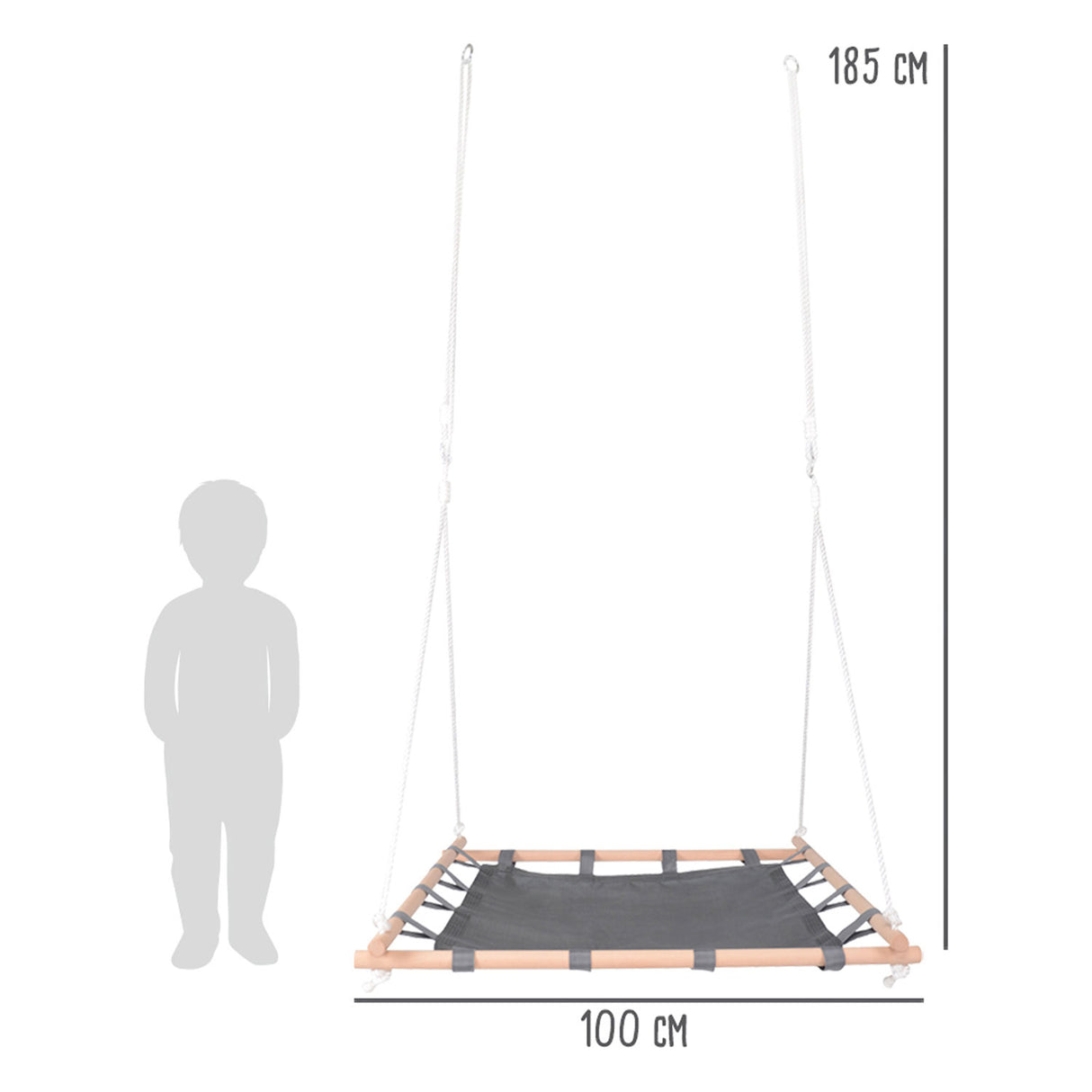 Small foot nest swing with wooden frame, 100x100cm