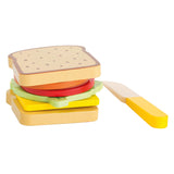 Playets de madera de pie pequeño sándwich con cubiertos, 7dlg.