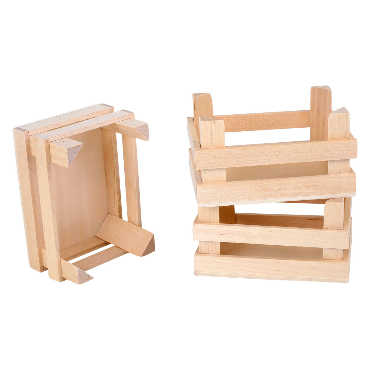 Kleine Fußholzkisten klein 10x8x5,5 cm, 3 -Set von 3