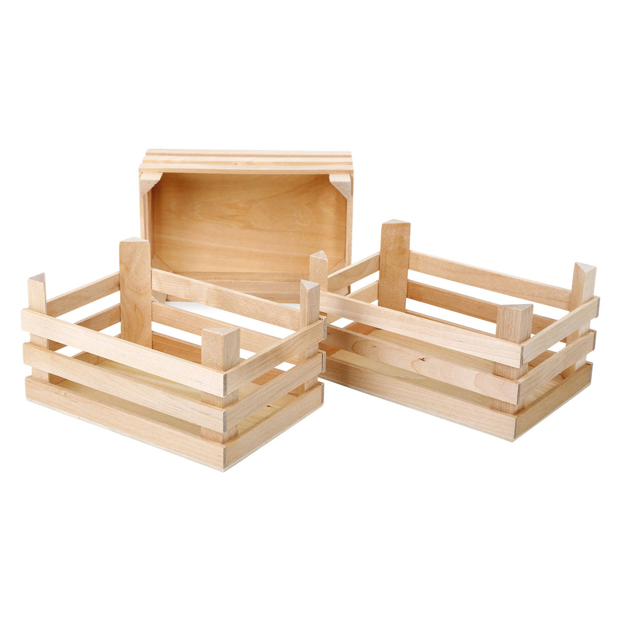 Cajas de madera de pie pequeñas grandes 18x12x9.5 cm, conjunto de 3