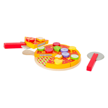 Small Foot - Schneide- und Spielpizza-Set aus Holz, 21-teilig.