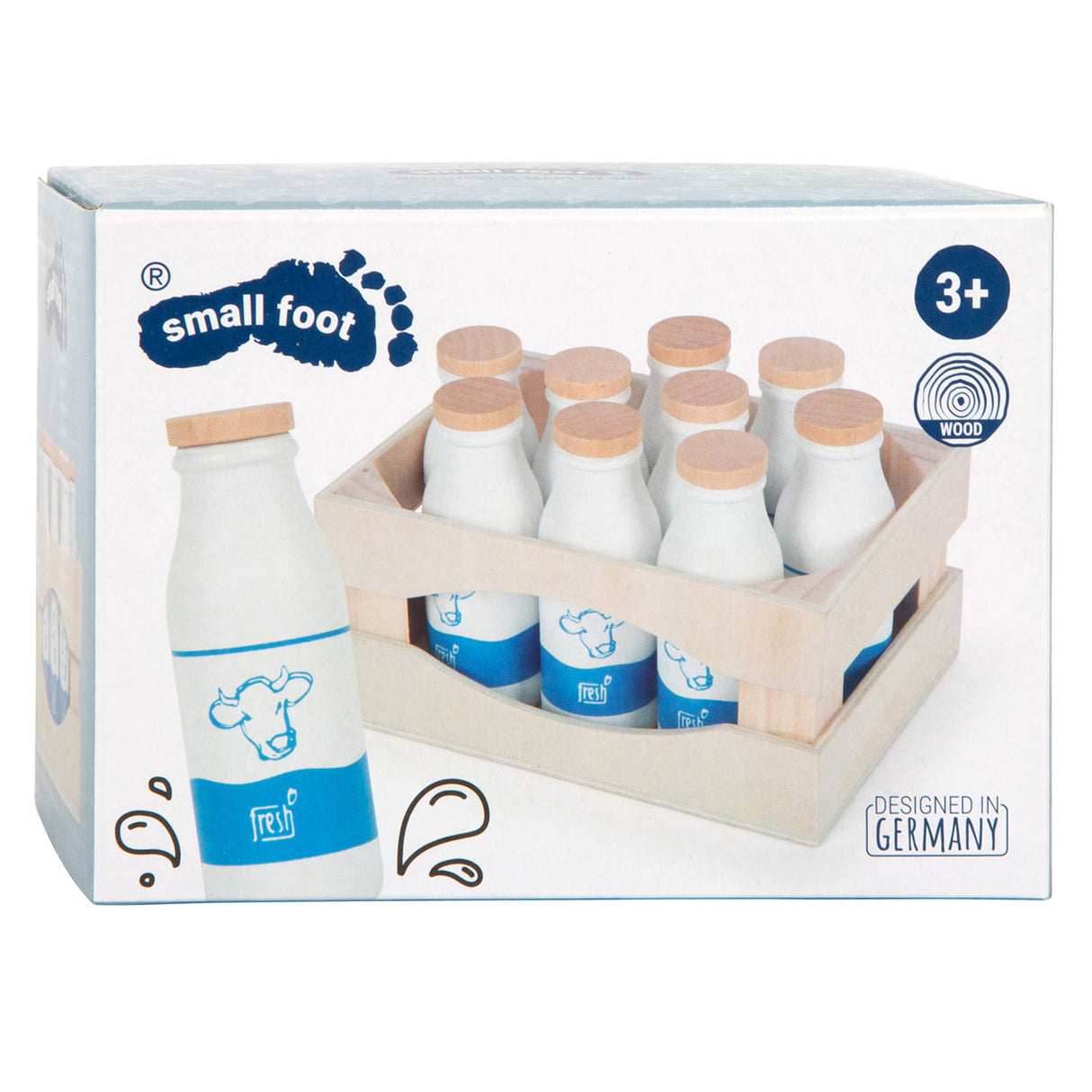 Small Foot - Holzkiste mit Milchflaschen, 12-tlg.