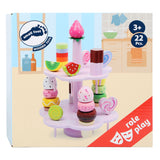 Kleine Fußhölzernetagere mit Speelten Candy, 22dlg.
