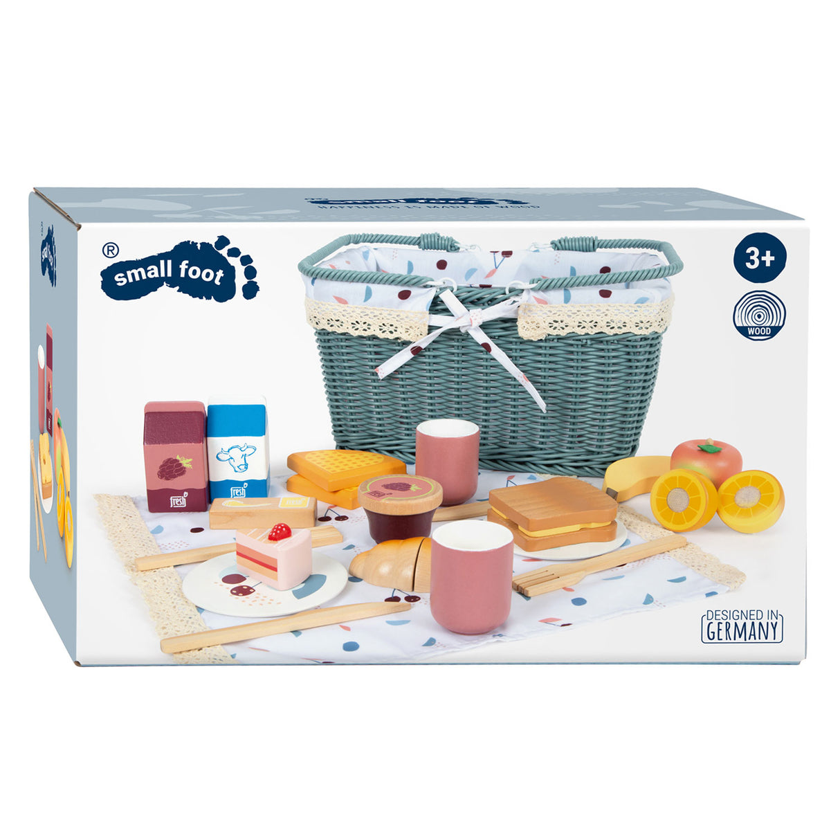 Small Foot - Picknick-Set mit Holzspielfutter Lecker, 26-teilig.