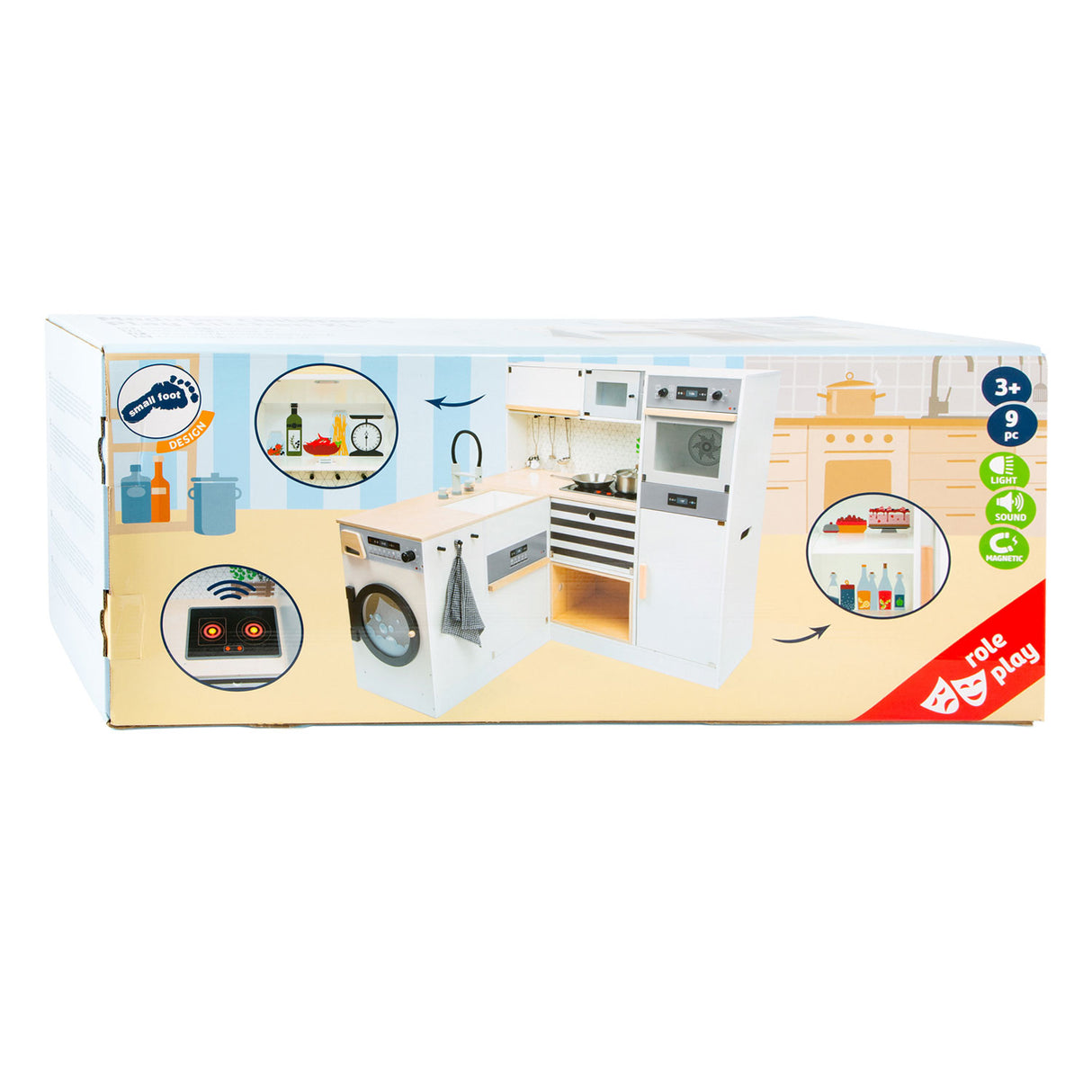 Petit pied de jeu en bois de cuisine xl blanc, 9dlg.