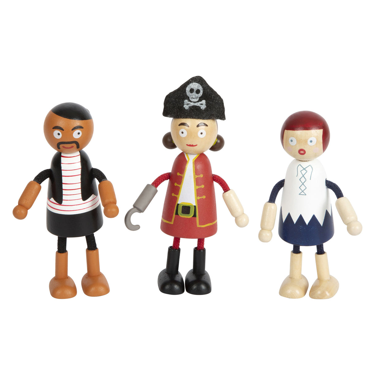 Kleiner Fuß - biegbare Piratenfiguren aus Holz, 6-tlg.
