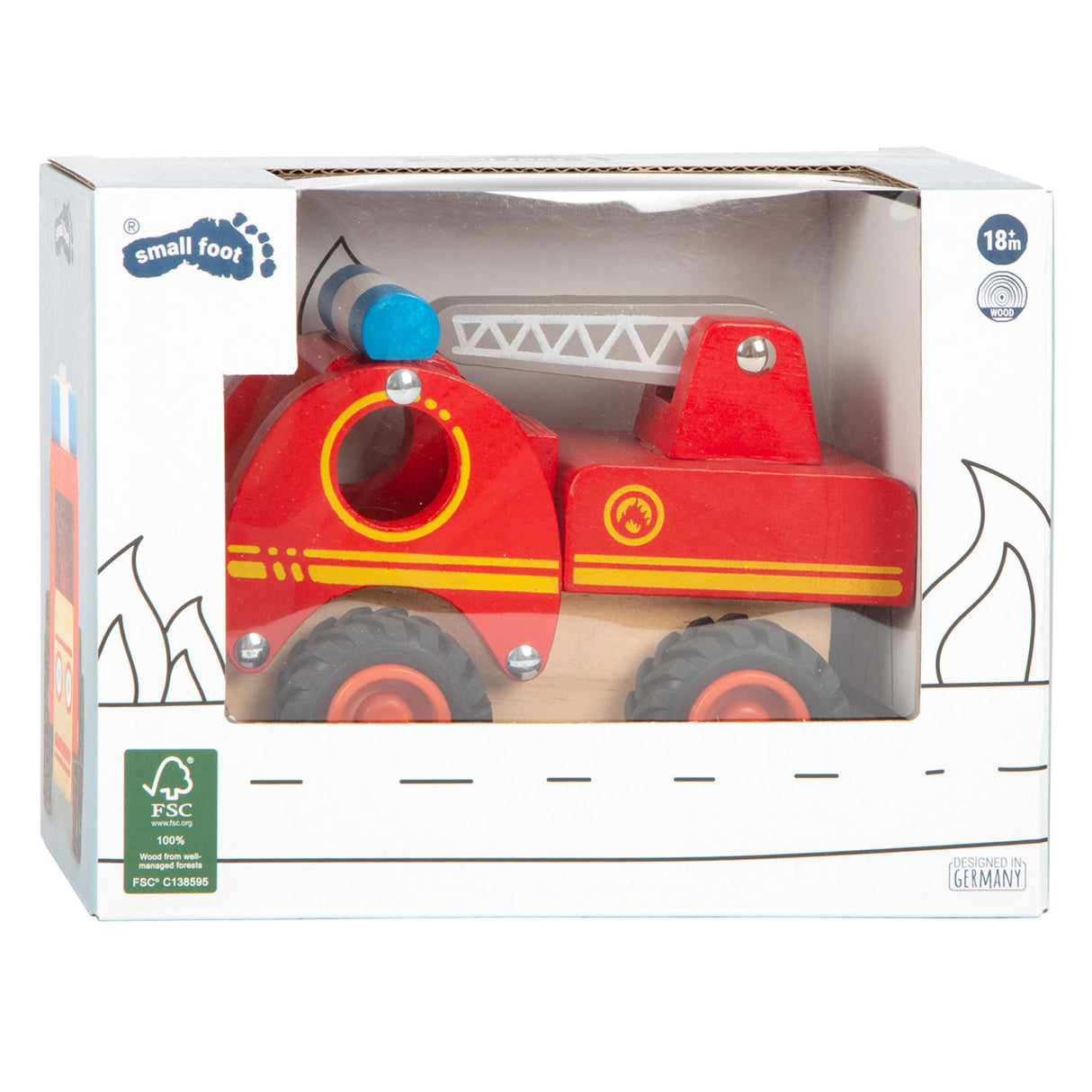 Petit camion de pompiers en bois avec échelle