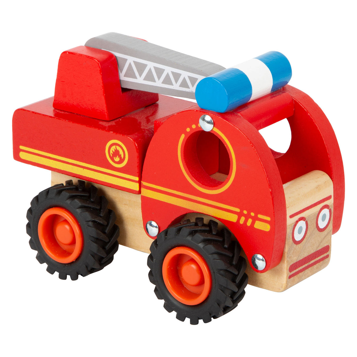 Petit camion de pompiers en bois avec échelle