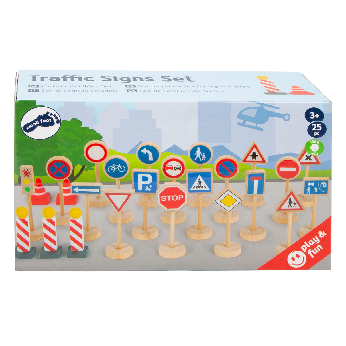 Klenge Fouss Holz Mini Traffic Schëld Set, 25dlg.