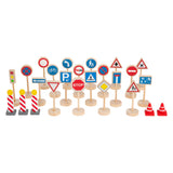 Small Foot - Mini-Verkehrsschild-Set aus Holz, 25-tlg.