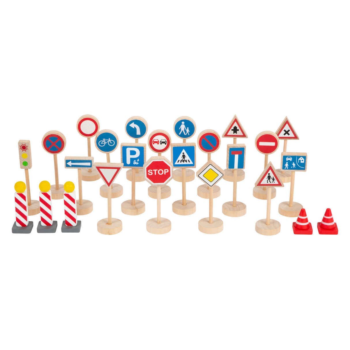 Small Foot - Mini-Verkehrsschild-Set aus Holz, 25-tlg.