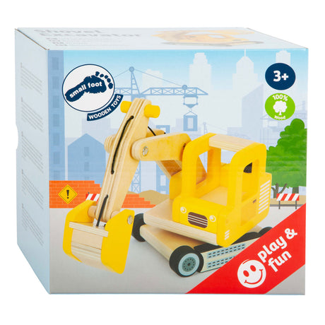 Small foot wooden excavator yellow