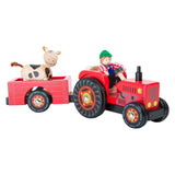 Small foot wooden tractor with trailer red and play figures, 4dlg.