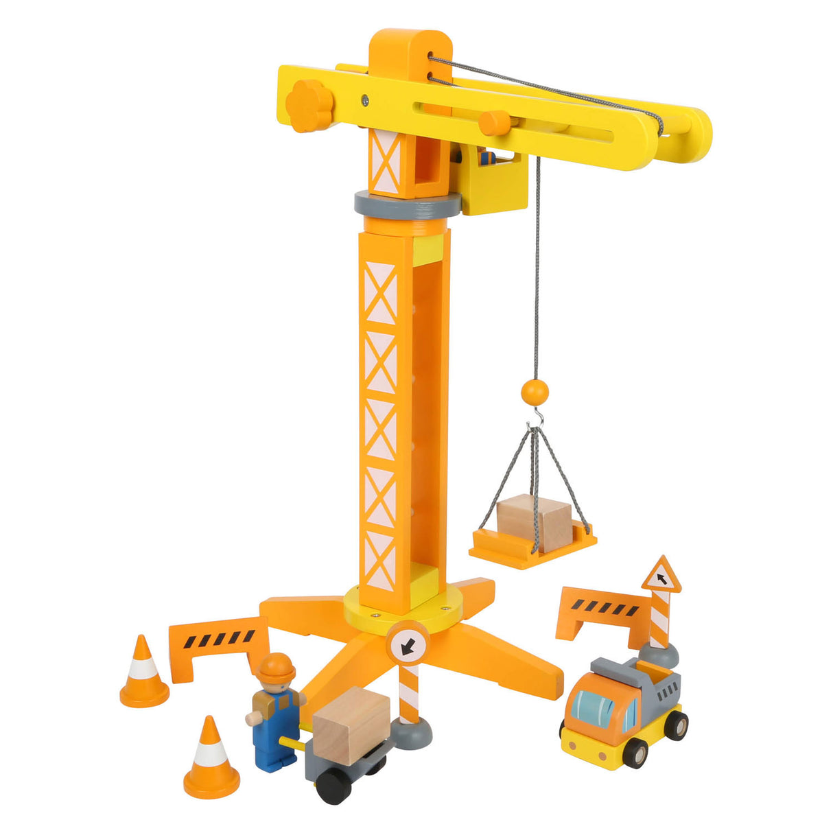 Small foot wooden tap construction site with accessories, 14dlg.