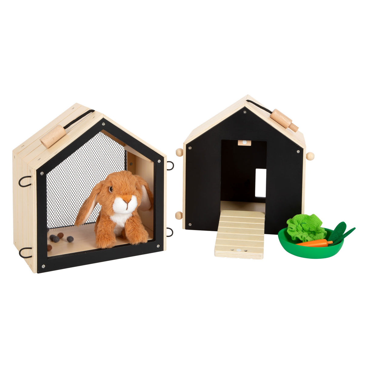 Petit pied - loft de lapin en bois avec peluche de lapin, 15dlg.