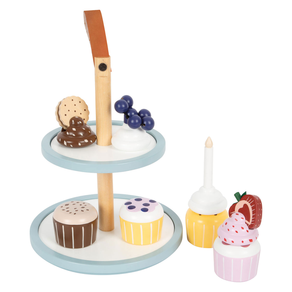 Playets in legno di piccoli piedi Etagere con cupcakes, 13dlg.