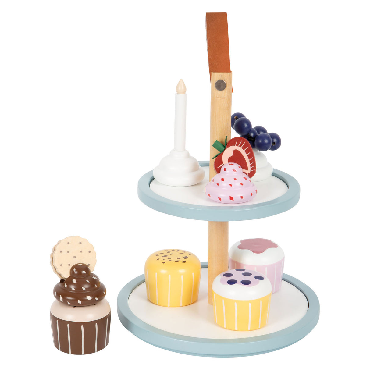 Playets in legno di piccoli piedi Etagere con cupcakes, 13dlg.