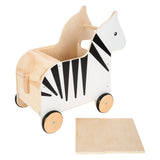Kleiner Fuß - Holzspielzeugkiste und Trekfigur Zebra Wildtiere
