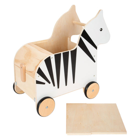 Kleiner Fuß - Holzspielzeugkiste und Trekfigur Zebra Wildtiere