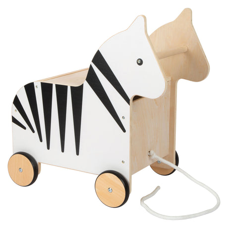 Kleiner Fuß - Holzspielzeugkiste und Trekfigur Zebra Wildtiere