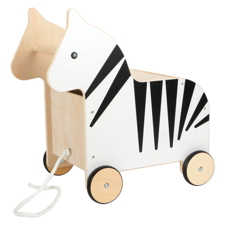 Kleiner Fuß - Holzspielzeugkiste und Trekfigur Zebra Wildtiere