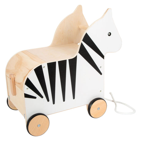 Kleiner Fuß - Holzspielzeugkiste und Trekfigur Zebra Wildtiere