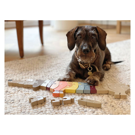 Small Foot - Holz-Buchstaben- und Formenpuzzle Hund, 26-tlg.