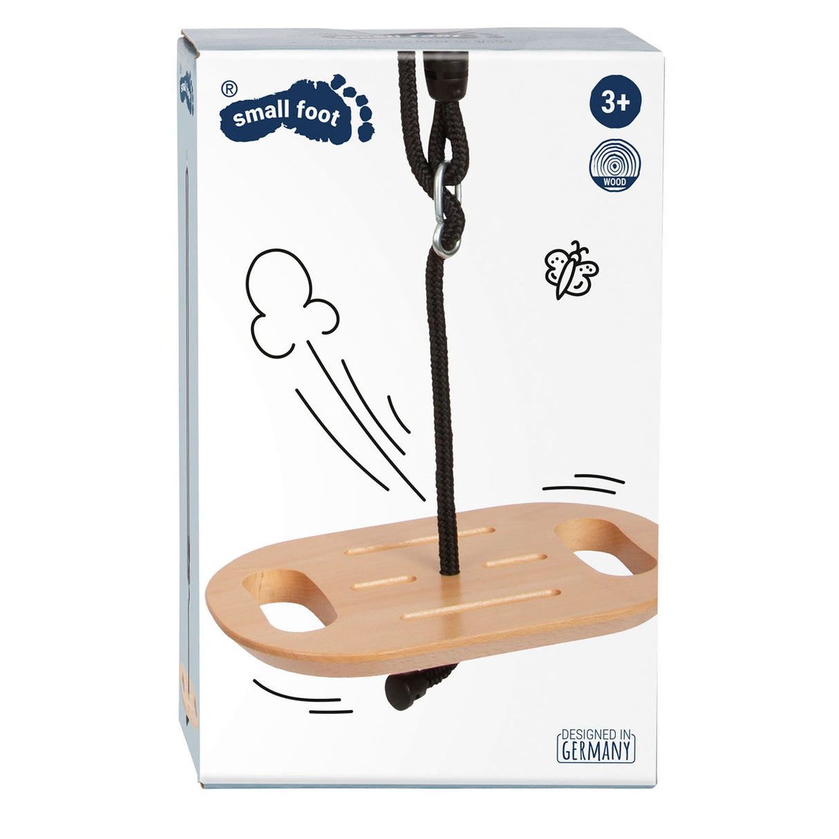 Small foot wooden disc swing with handles black line