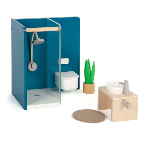 Kleines Fuß-Puppenhausmöbel-Badezimmer aus Holz