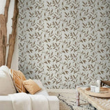 Niederländische Wandverkleidung Tapete Blatt beige und braun